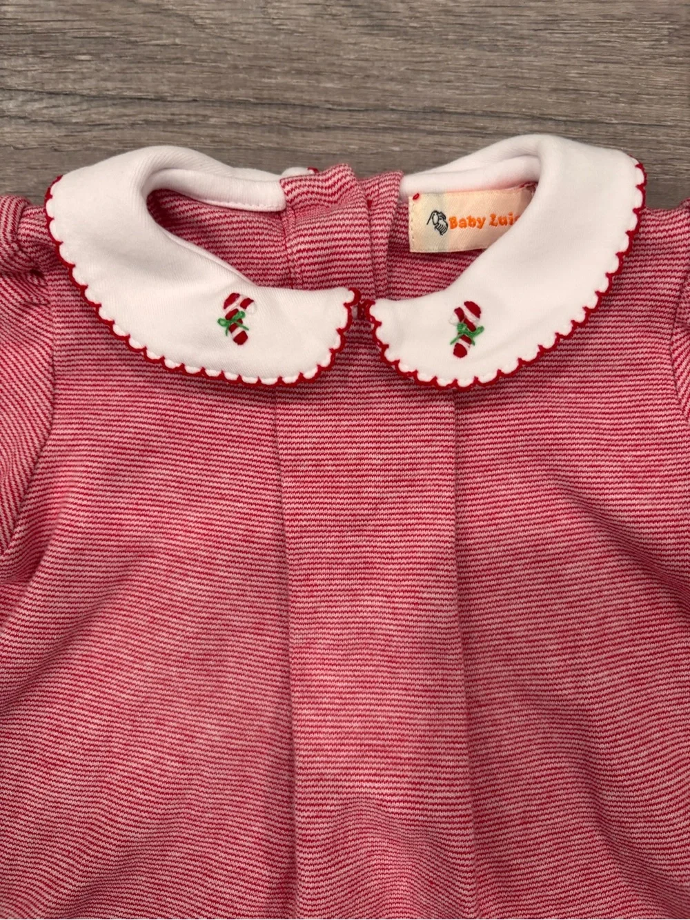 Baby Luigi 9 Months Girls Candy Cane Striped Collared Dress Cotton Christmas